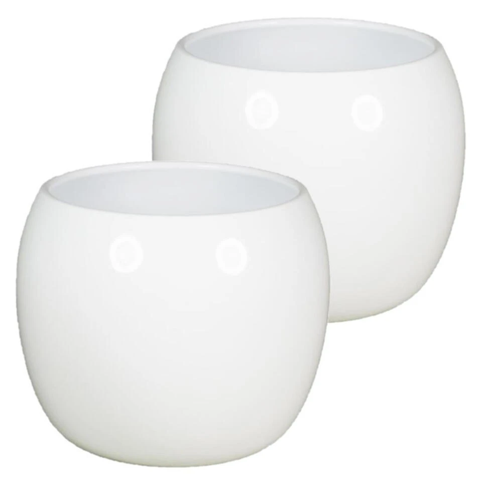 Floran Plantenpot - Glanzend - Wit - Keramiek - 21 X 17 Cm 4 Floran Plantenpot - Glanzend - Wit - Keramiek - 21 X 17 Cm - Afbeelding 2
