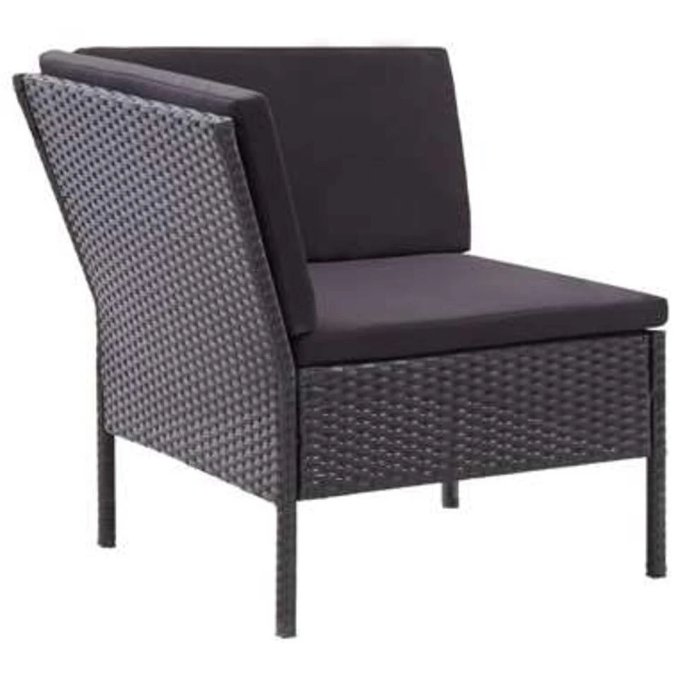 VidaXL 6-delige Loungeset Met Kussens Poly Rattan Zwart 5 VidaXL 6-delige Loungeset Met Kussens Poly Rattan Zwart - Afbeelding 3