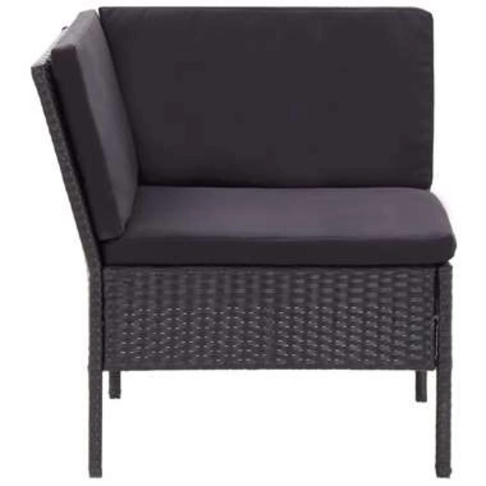 VidaXL 6-delige Loungeset Met Kussens Poly Rattan Zwart 6 VidaXL 6-delige Loungeset Met Kussens Poly Rattan Zwart - Afbeelding 4