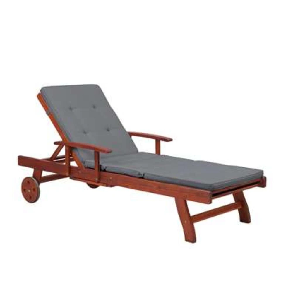 Beliani Tuinligstoel TOSCANA - Donkere Houtkleur Acaciahout 5 Beliani Tuinligstoel TOSCANA - Donkere Houtkleur Acaciahout - Afbeelding 3