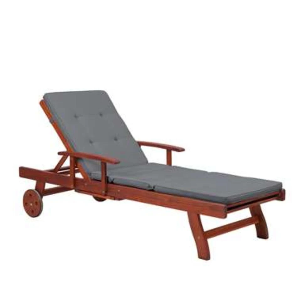 Beliani Tuinligstoel TOSCANA - Donkere Houtkleur Acaciahout 3 Beliani Tuinligstoel TOSCANA - Donkere Houtkleur Acaciahout