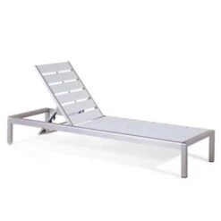 Beliani Tuinligstoel NARDO - Wit Kunsthout, Aluminium -Tuinmeubelwinkel 1000000652 0103