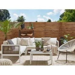 Beliani Loungeset BORELLO - Wit Aluminium 8 Beliani Loungeset BORELLO - Wit Aluminium -Tuinmeubelwinkel 1000000666 0102