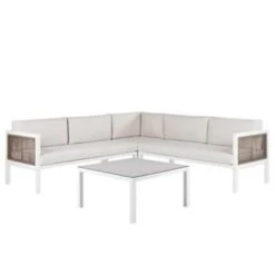 Beliani Loungeset BORELLO - Wit Aluminium