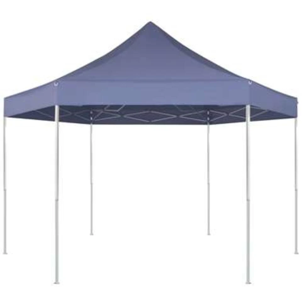 VidaXL Partytent Pop-up Zeshoekig Inklapbaar 3,6x3,1 M Donkerblauw 3 VidaXL Partytent Pop-up Zeshoekig Inklapbaar 3,6x3,1 M Donkerblauw