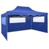 VidaXL Partytent Met 3 Zijwanden Inklapbaar 3x4 M Staal Blauw -Tuinmeubelwinkel 1000001101
