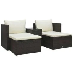 Tuinmeubelwinkel 17 VidaXL 5-delige Loungeset Met Kussens Poly Rattan Bruin