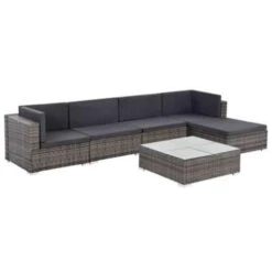 Tuinmeubelwinkel 11 VidaXL 6-delige Loungeset Met Kussens Poly Rattan Grijs