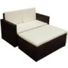 VidaXL 2-delige Loungeset Met Kussens Poly Rattan Bruin -Tuinmeubelwinkel 1000002974