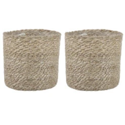 Mica Decorations Plantenpot - Rotan - Bruin - Plantenmand - 14 X 14 Cm -Tuinmeubelwinkel 1000005241 0103