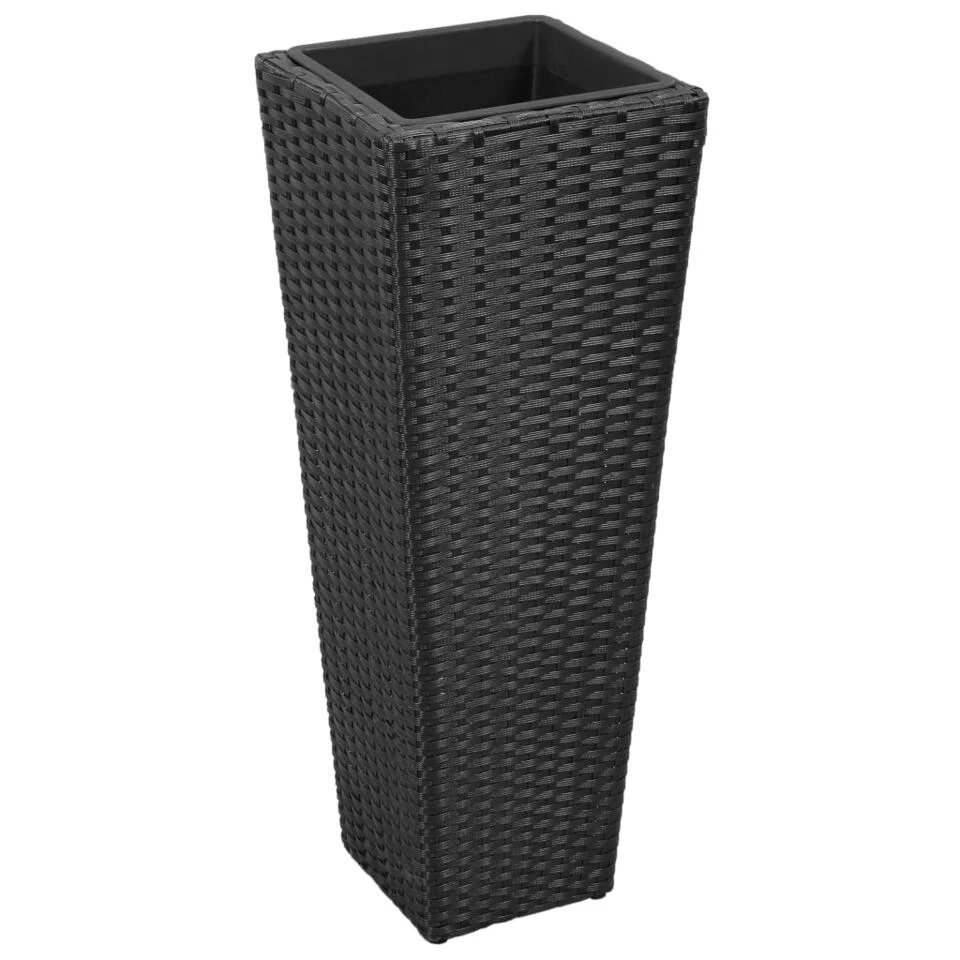 VidaXL Plantenbakken Verhoogd 3 St Poly Rattan Zwart 6 VidaXL Plantenbakken Verhoogd 3 St Poly Rattan Zwart - Afbeelding 4
