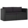 VidaXL 2-delige Loungeset Met Kussens Poly Rattan Zwart -Tuinmeubelwinkel 1000005353
