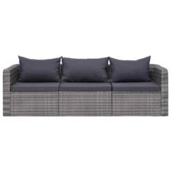 VidaXL 3-delige Loungeset Met Kussens Poly Rattan Grijs 7 VidaXL 3-delige Loungeset Met Kussens Poly Rattan Grijs -Tuinmeubelwinkel 1000005376 0101