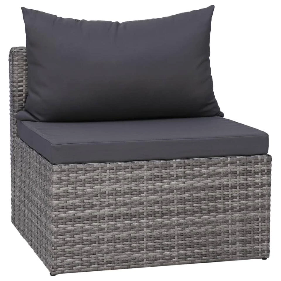 VidaXL 3-delige Loungeset Met Kussens Poly Rattan Grijs 6 VidaXL 3-delige Loungeset Met Kussens Poly Rattan Grijs - Afbeelding 4