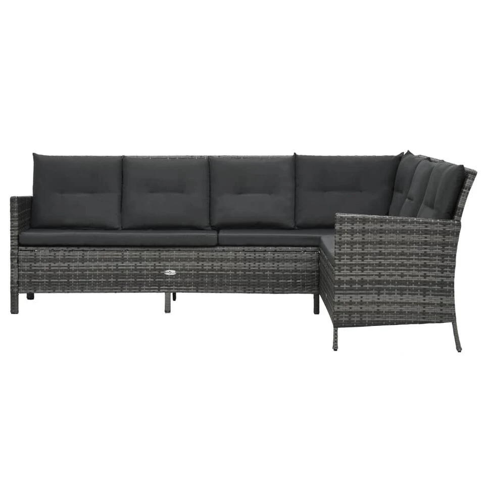 VidaXL 3-delige Loungeset Met Kussens Poly Rattan Grijs 4 VidaXL 3-delige Loungeset Met Kussens Poly Rattan Grijs - Afbeelding 2