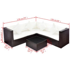 VidaXL 4-delige Loungeset Met Kussens Poly Rattan Bruin 9 VidaXL 4-delige Loungeset Met Kussens Poly Rattan Bruin -Tuinmeubelwinkel 1000005403 0103