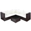 VidaXL 4-delige Loungeset Met Kussens Poly Rattan Bruin -Tuinmeubelwinkel 1000005403