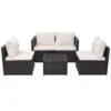 VidaXL 5-delige Loungeset Met Kussens Poly Rattan Zwart -Tuinmeubelwinkel 1000005448
