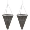 VidaXL Bloemenmanden Hangend 2 St Poly Rattan Grijs -Tuinmeubelwinkel 1000011496