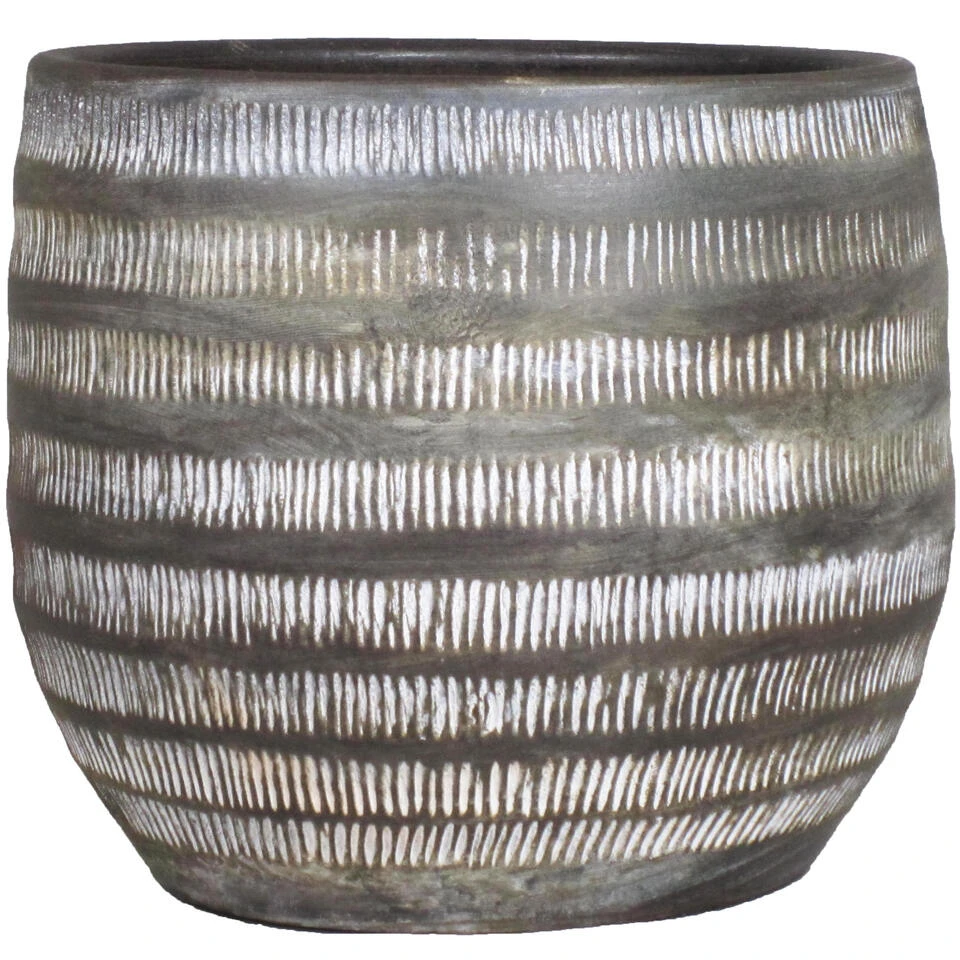 Floran Bloempot Lena - Bruin - Mat - Geribbeld - Keramiek - 17 X 14 Cm 3 Floran Bloempot Lena - Bruin - Mat - Geribbeld - Keramiek - 17 X 14 Cm