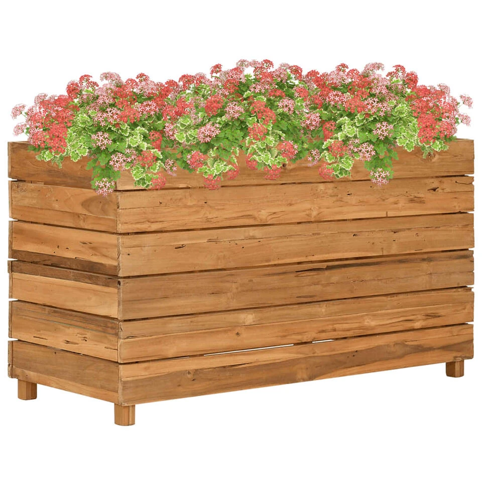 VidaXL Plantenbak Verhoogd 100x40x55 Cm Gerecycled Teakhout En Staal 3 VidaXL Plantenbak Verhoogd 100x40x55 Cm Gerecycled Teakhout En Staal