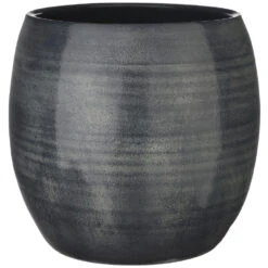 Mica Decorations Bloempot - Donkerblauw - Keramiek - 28 X 26 Cm