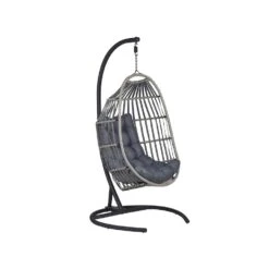 Beliani Hangstoel SESIA - Grijs Polyester, Pe Rotan