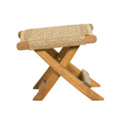 WOOOD Tuinvoetenbank Ruit Lois - Hout - Naturel - 34x45x44 -Tuinmeubelwinkel 1000013725 0103