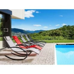 Beliani Tuinligstoel CARANO II - Beige Staal, Textiel -Tuinmeubelwinkel 1000017797 0103