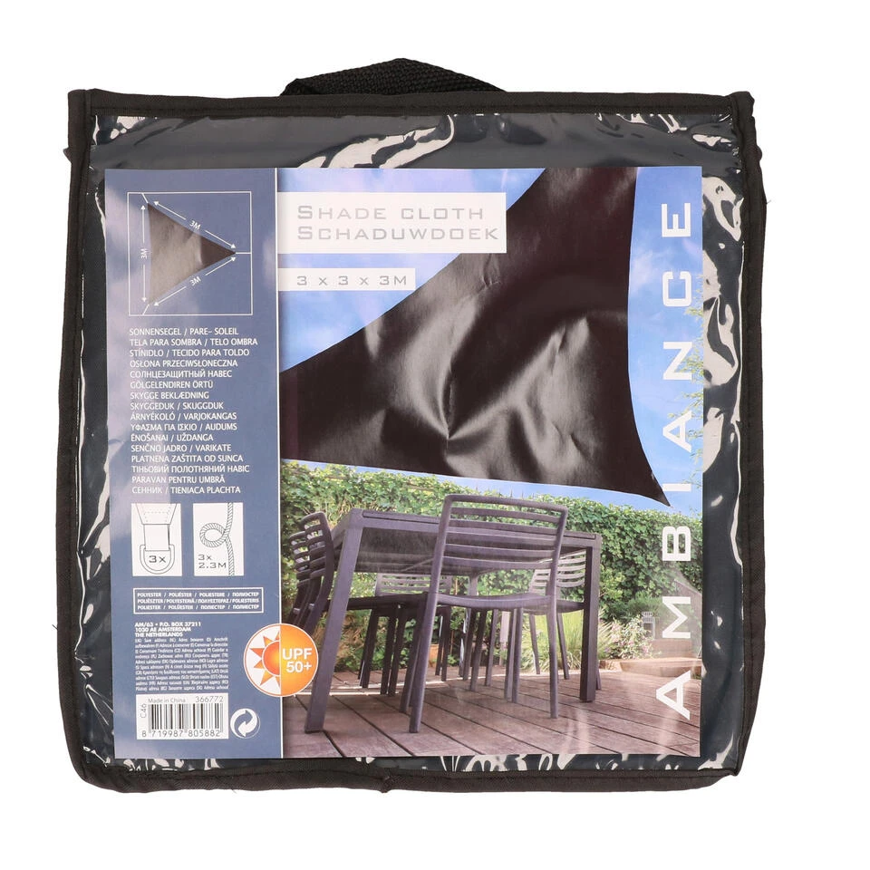 Merkloos Schaduwdoek - Driehoekig - Grijs Antraciet - 3 X 3 X 3 M 4 Merkloos Schaduwdoek - Driehoekig - Grijs Antraciet - 3 X 3 X 3 M - Afbeelding 2