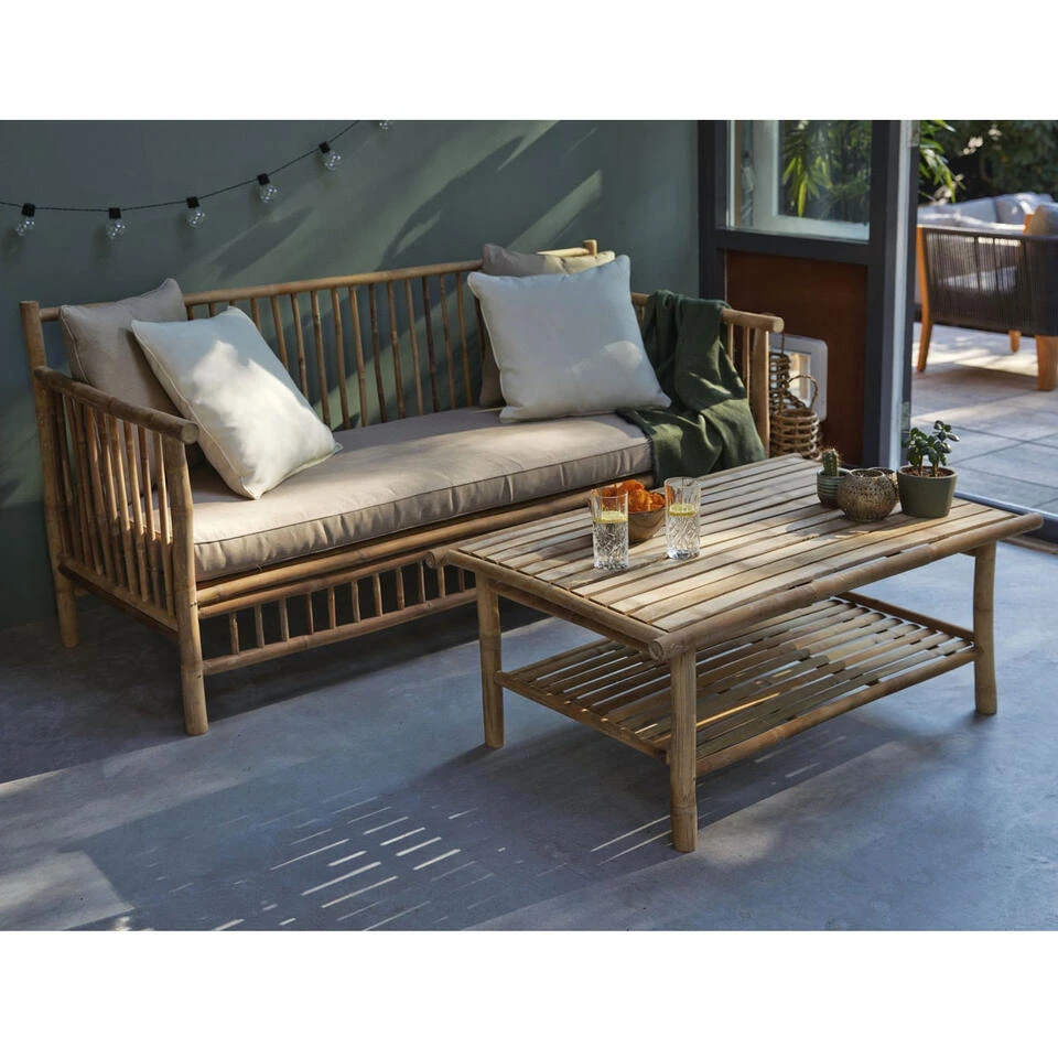 Exotan Persoon Bamboe Loungeset 2-delig - Natural Finish 4 Exotan Persoon Bamboe Loungeset 2-delig - Natural Finish - Afbeelding 2