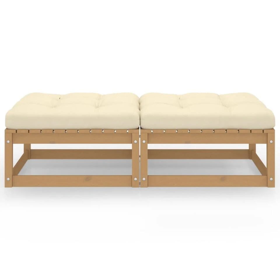 VidaXL Tuinvoetenbanken 2 St Met Kussens Massief Grenenhout 4 VidaXL Tuinvoetenbanken 2 St Met Kussens Massief Grenenhout - Afbeelding 2