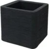 KOOPMAN Bloempot Geribbeld Vierkant 29x26x29cm Donkergrijs -Tuinmeubelwinkel 1000039199