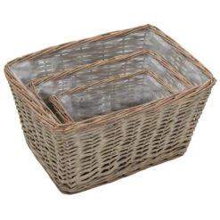 VidaXL Plantenbakken Verhoogd 3 St Wicker Met PE-voering -Tuinmeubelwinkel 1000039775 0102