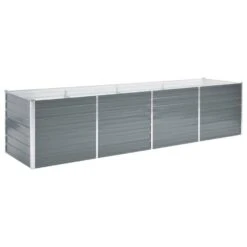 VidaXL Plantenbak Verhoogd 320x80x77 Cm Gegalvaniseerd Staal Grijs