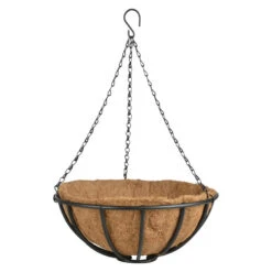 Esschert Design Hanging Basket - Metaal - Zwart - Met Inlegvel - 35 Cm