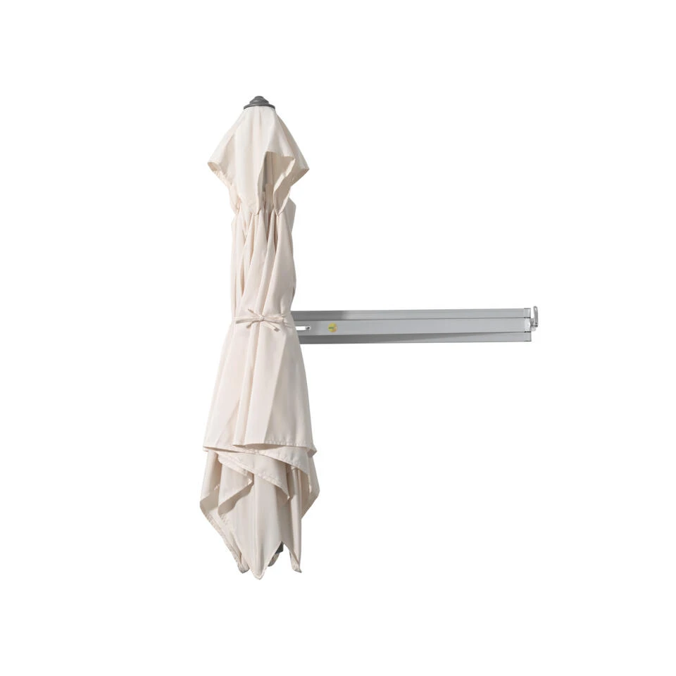 Muurparasol Vierkant, 200x200cm, Met Muurbevestiging, Ecru / Gebroken Wit 6 Muurparasol Vierkant, 200x200cm, Met Muurbevestiging, Ecru / Gebroken Wit - Afbeelding 4