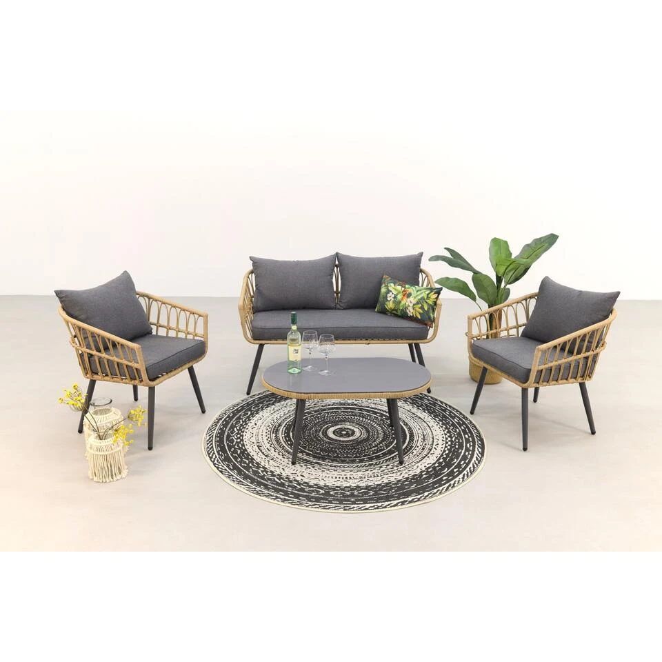 Garden Impressions Franklin Rotan Loungeset - Carbon Black 5 Garden Impressions Franklin Rotan Loungeset - Carbon Black - Afbeelding 3