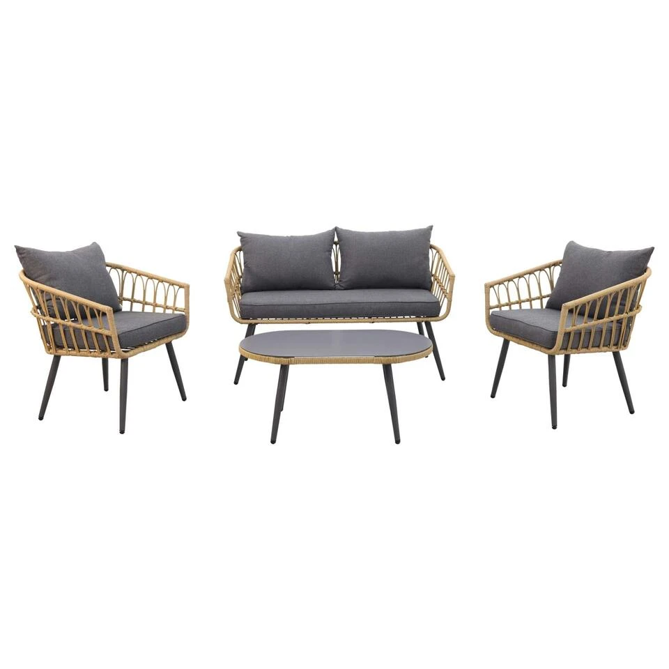 Garden Impressions Franklin Rotan Loungeset - Carbon Black 6 Garden Impressions Franklin Rotan Loungeset - Carbon Black - Afbeelding 4