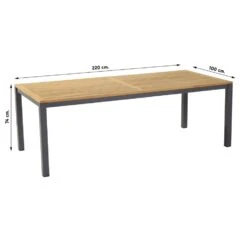 Hartman Sonata Tuintafel Teak – Antraciet 220 X 100 Cm -Tuinmeubelwinkel 1000053244 0101