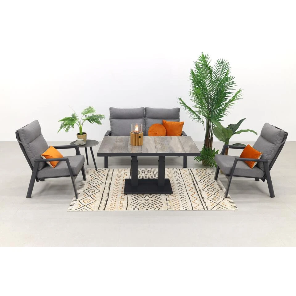 VDG Azoren/Jersey Stoel-bank Loungeset 4-delig Verstelbaar - Antraciet 4 VDG Azoren/Jersey Stoel-bank Loungeset 4-delig Verstelbaar - Antraciet - Afbeelding 2