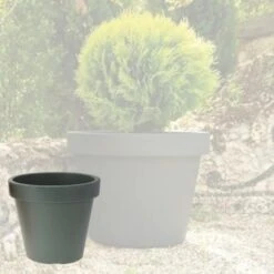 Orange85 Bloempot Voor Buiten Rond Twee Stuks Groen 30x35 Cm Kunststof -Tuinmeubelwinkel 1000068776 0110