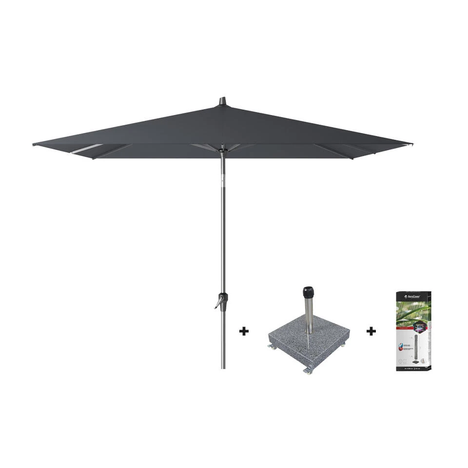 Platinum Riva Stokparasol 2.5x2.5 - Antraciet Met Voet En Hoes 3 Platinum Riva Stokparasol 2.5x2.5 - Antraciet Met Voet En Hoes