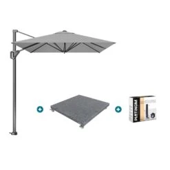 Platinum Voyager Zweefparasol T1 3x2 M. - Light Grey Met Voet En Hoes