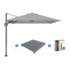 Platinum Voyager Zweefparasol T2 2,7x2,7 M. - Light Grey + Voet + Hoes -Tuinmeubelwinkel 1000073318