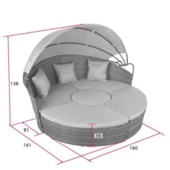 Tectake - Zonne-eiland Ligbed - Wicker/aluminium - Losse Elementen - Zwart -Tuinmeubelwinkel 1000077825 0103