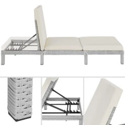 Tectake - Ligstoel Sofia - Wicker Zonnebed - Lichtgrijs 7 Tectake - Ligstoel Sofia - Wicker Zonnebed - Lichtgrijs -Tuinmeubelwinkel 1000077833 0101