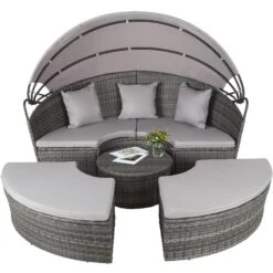 Tectake - Aluminium Wicker Ligbed - Grijs -Tuinmeubelwinkel 1000077836 0102