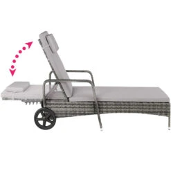 Tectake - Wicker Ligbed Cassis Ligstoel Zonnebed - Grijs -Tuinmeubelwinkel 1000077840 0102