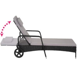 Tectake - Wicker Ligbed Cassis Zonnebed Ligstoel - Zwart -Tuinmeubelwinkel 1000077842 0102